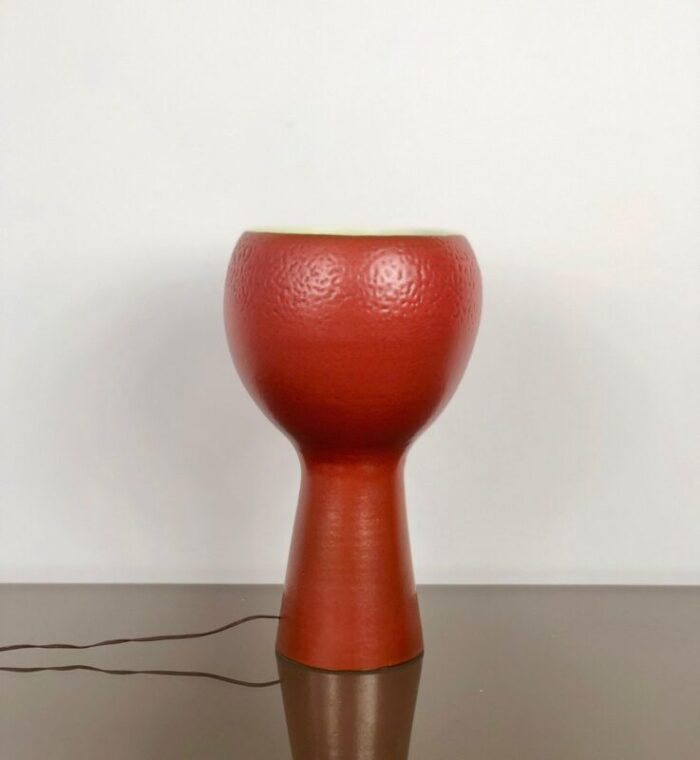 brick red ceramic table lamp italy 1960s 3