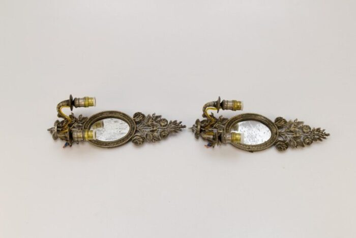 bronze floral mirrored wall sconces set of 2 12