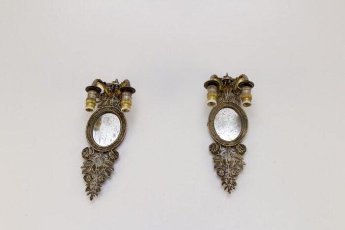 bronze floral mirrored wall sconces set of 2 14