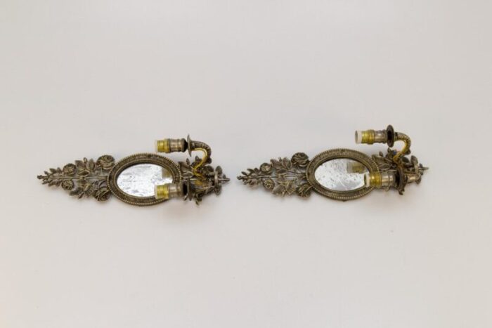 bronze floral mirrored wall sconces set of 2 16