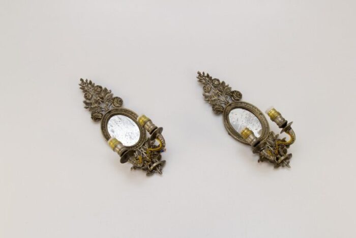 bronze floral mirrored wall sconces set of 2 17