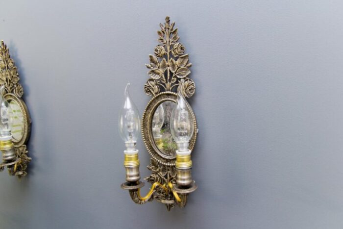 bronze floral mirrored wall sconces set of 2 5