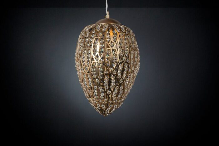 bronze satin finish medium steel crystal egg arabesque pendant from vgnewtrend 2