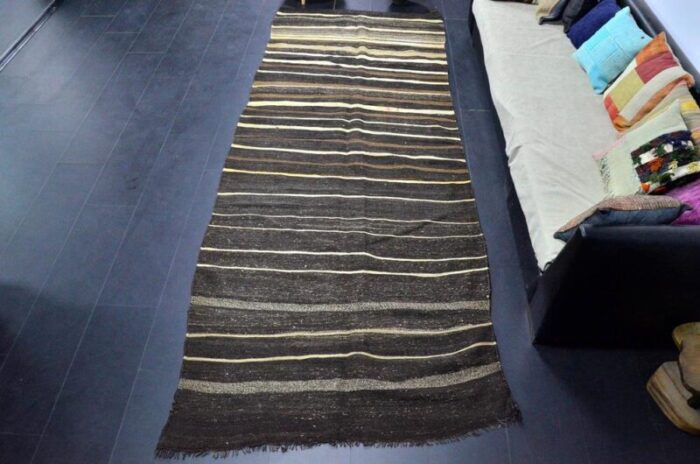 brown striped wool kilim rug 1960s 5690