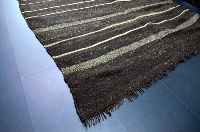 brown striped wool kilim rug 1960s 6230