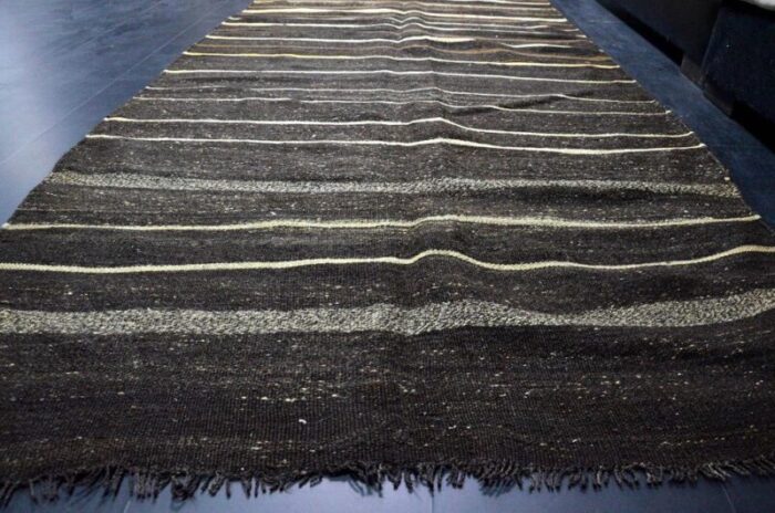 brown striped wool kilim rug 1960s 8168