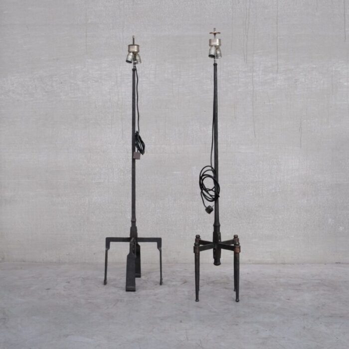 brutalist mid century iron floor and table lamp set of 4 6