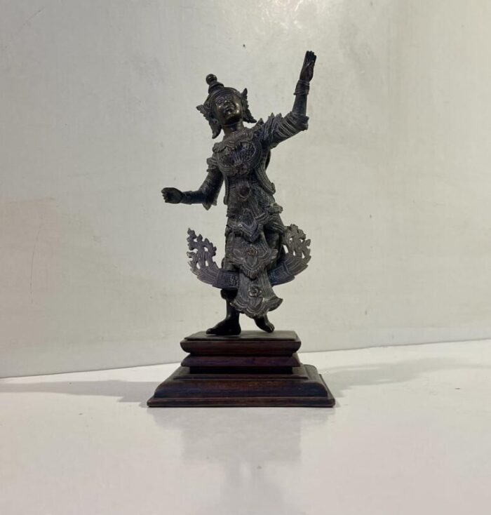 burmese cast brass court dancer figurine by maung yai 1890s 4078