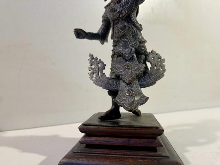 burmese cast brass court dancer figurine by maung yai 1890s 7755