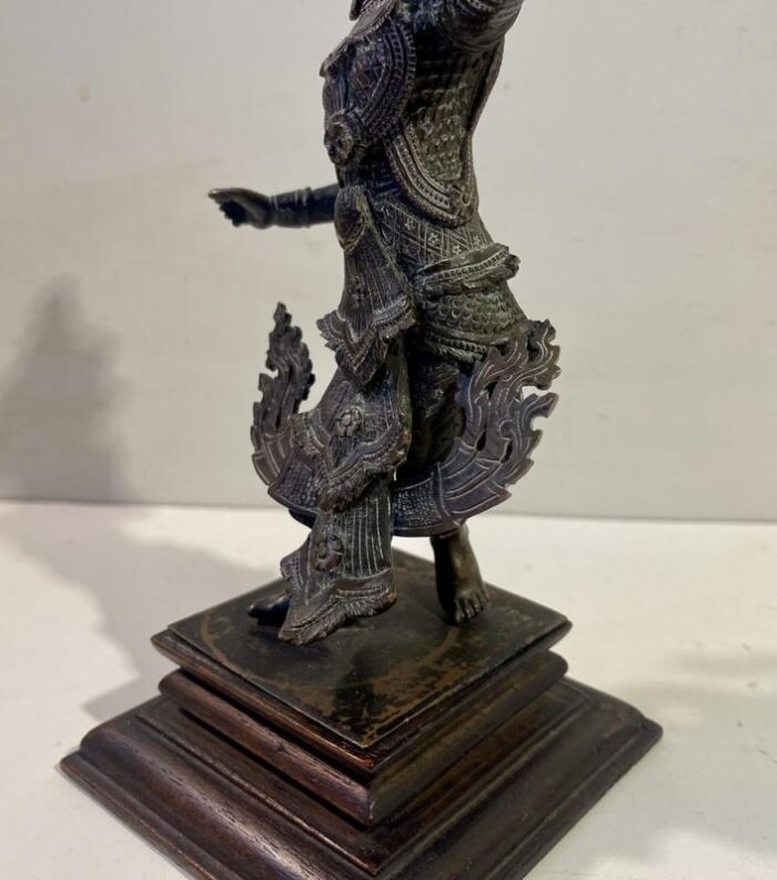 burmese cast brass court dancer figurine by maung yai 1890s 9085