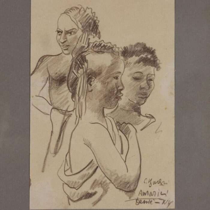 c barbier figurative scene pencil on paper 1930s 7071