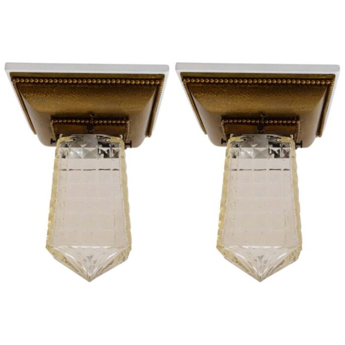 ceiling lamp with cut glass set of 2 1