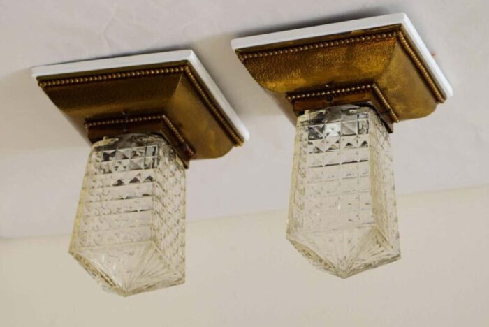 ceiling lamp with cut glass set of 2 5