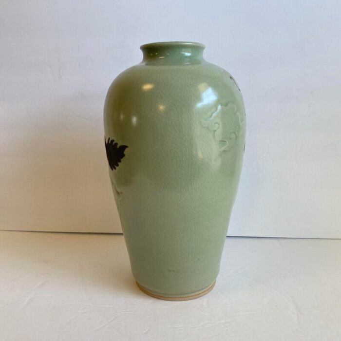 celadon dragon vase sea green crackle glaze large 125 tall 9626