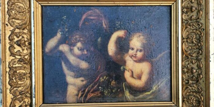 cherubs allegory in autumn 1700s oil on canvas framed 0777