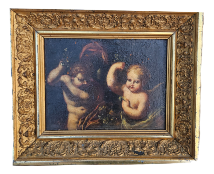 cherubs allegory in autumn 1700s oil on canvas framed 7711