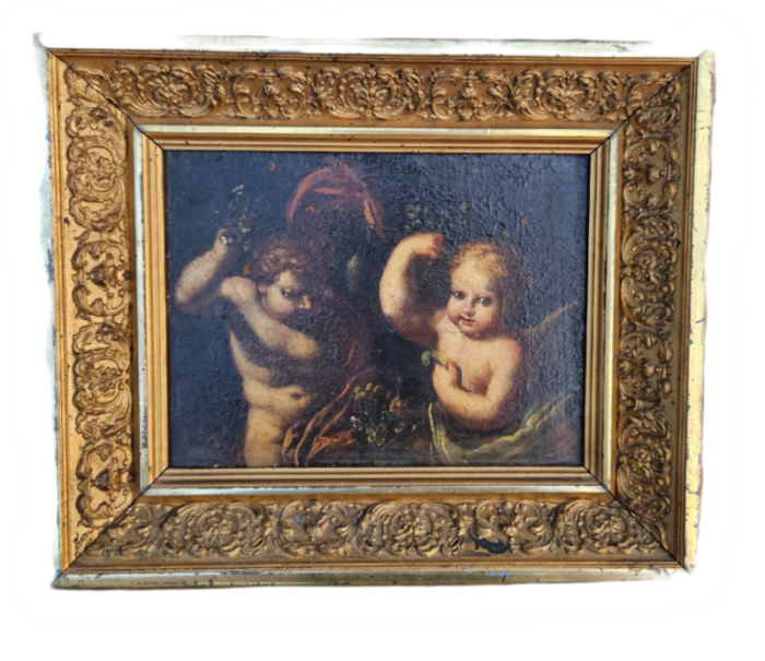 cherubs allegory in autumn 1700s oil on canvas framed 9734