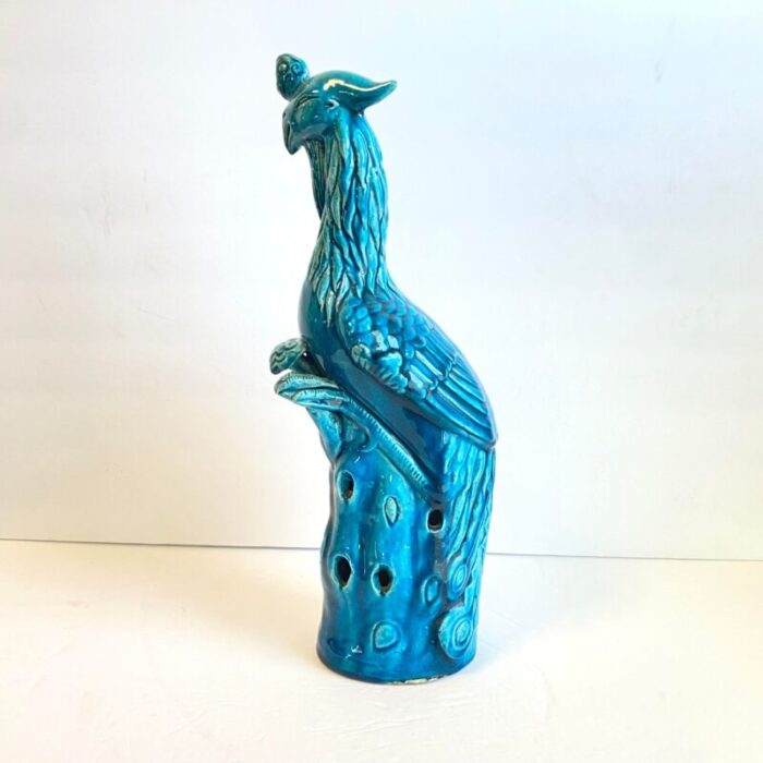 chinese phoenix statue turquoise glaze bird vintage 1320