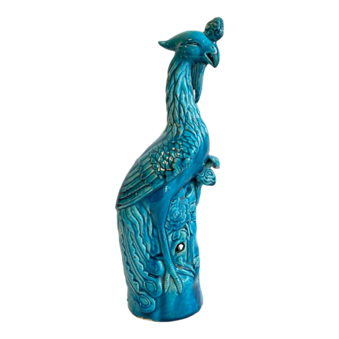 chinese phoenix statue turquoise glaze bird vintage 1687