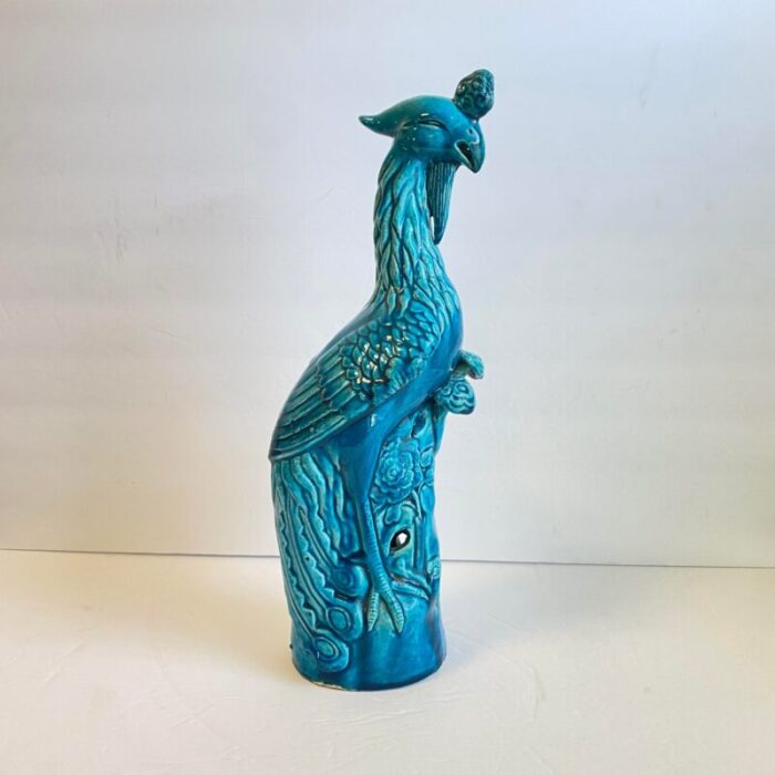 chinese phoenix statue turquoise glaze bird vintage 5902