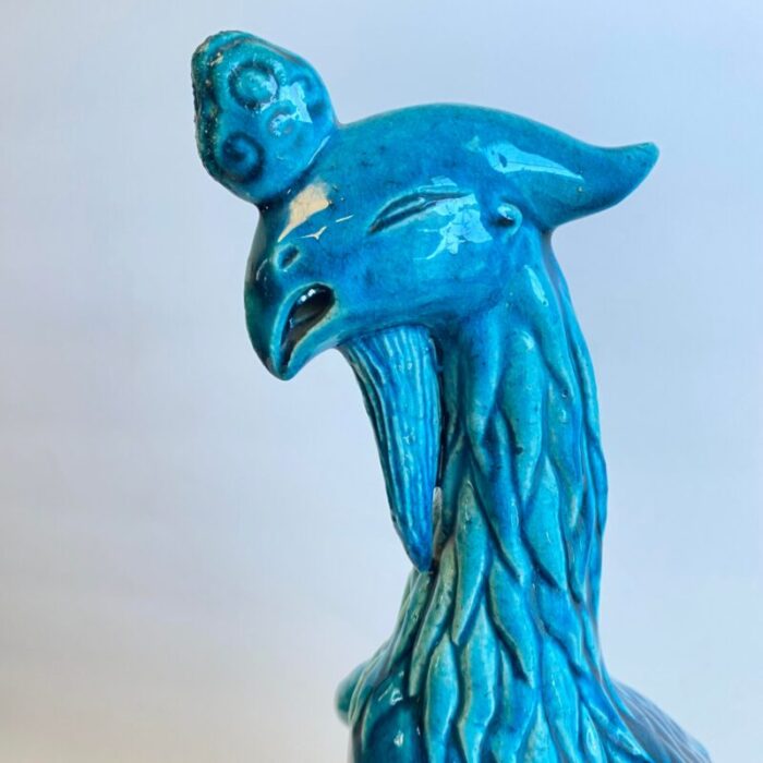 chinese phoenix statue turquoise glaze bird vintage 9249