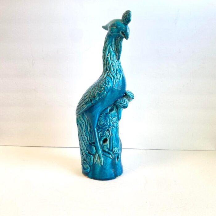 chinese phoenix statue turquoise glaze bird vintage 9381