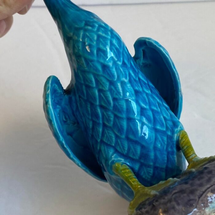 chinese turquoise duck statue antique figural porcelain blue glaze goose bird figurine 0322