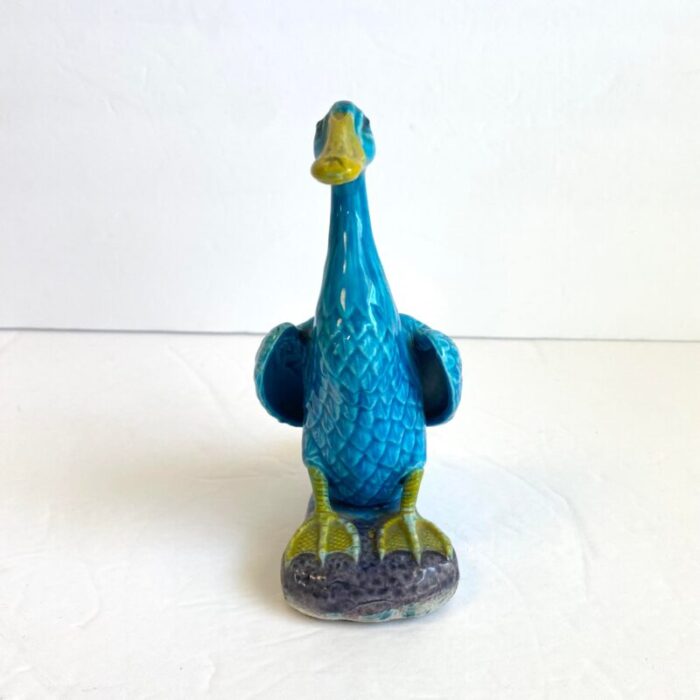 chinese turquoise duck statue antique figural porcelain blue glaze goose bird figurine 0466