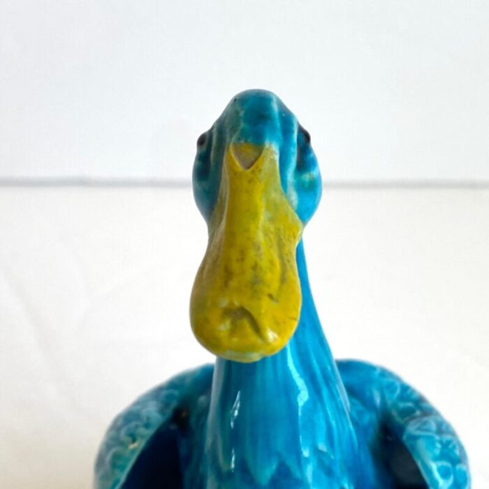 chinese turquoise duck statue antique figural porcelain blue glaze goose bird figurine 7945