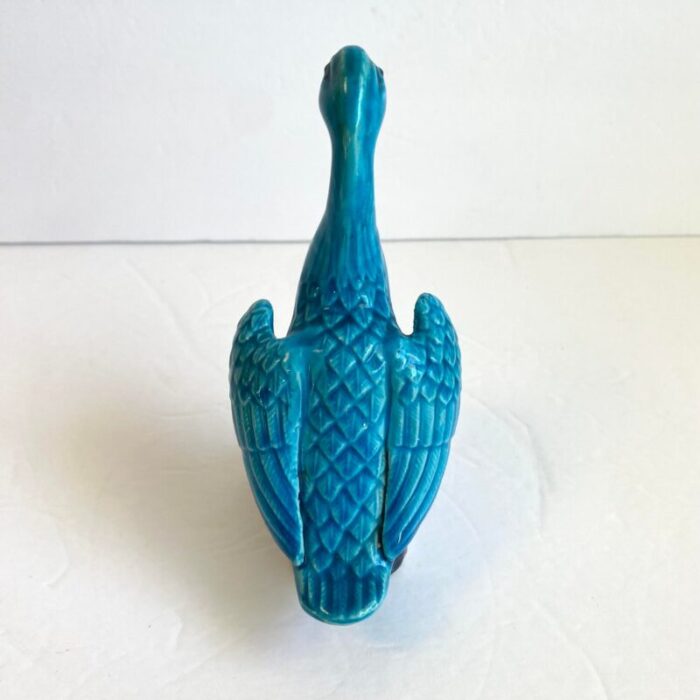 chinese turquoise duck statue antique figural porcelain blue glaze goose bird figurine 9811