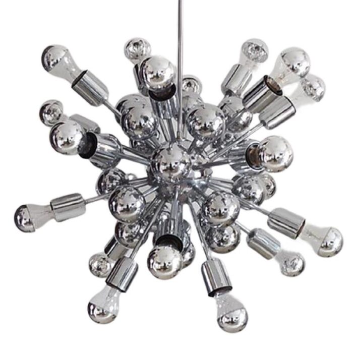 chrome sputnik ceiling lamp by goffredo reggiani italy 1970s 1