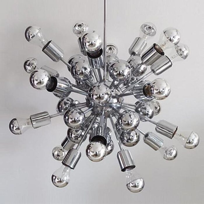 chrome sputnik ceiling lamp by goffredo reggiani italy 1970s 2