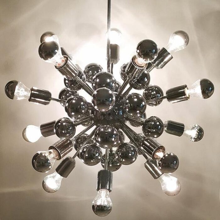 chrome sputnik ceiling lamp by goffredo reggiani italy 1970s 7