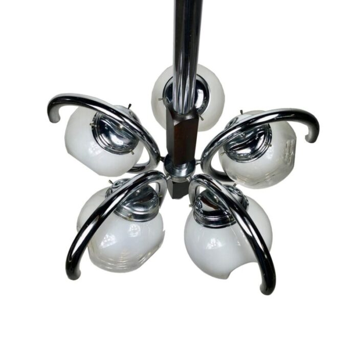 chrome wood murano glass chandelier from mazzega italy 1970s 4