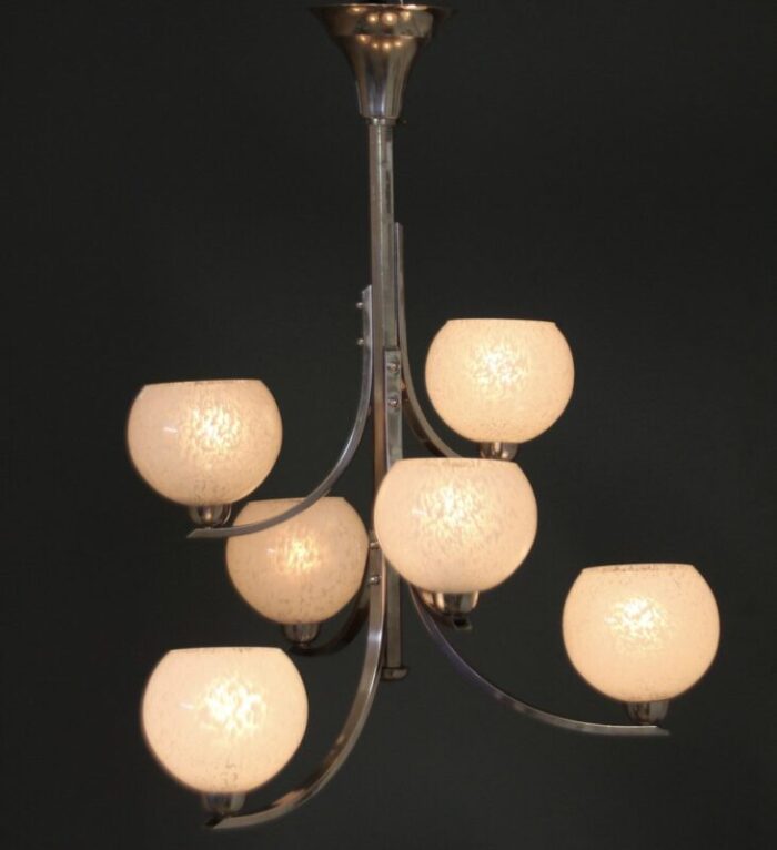 chromed ceiling light france 1940s 2