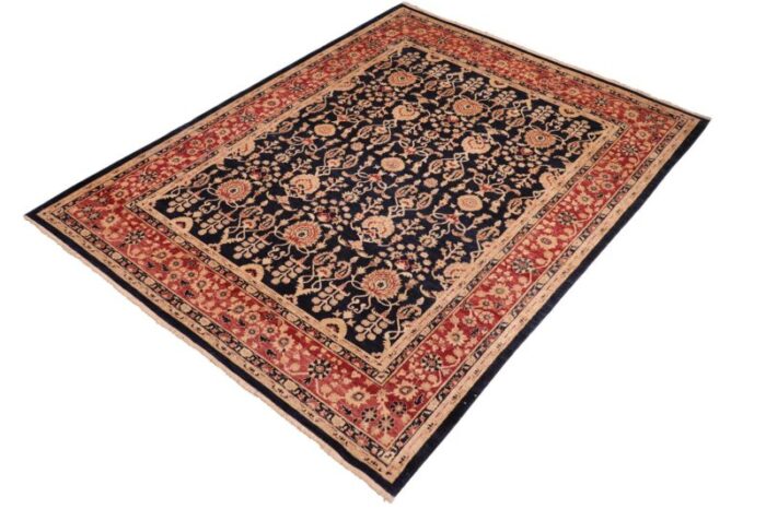 classic ziegler blue red hand knotted wool rug 84 x 100 8587