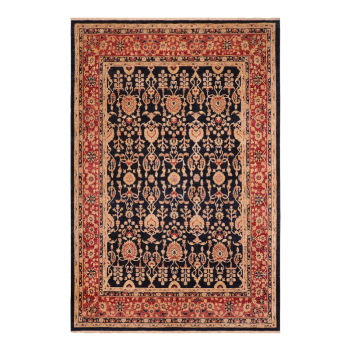 classic ziegler blue red hand knotted wool rug 84 x 100 9037