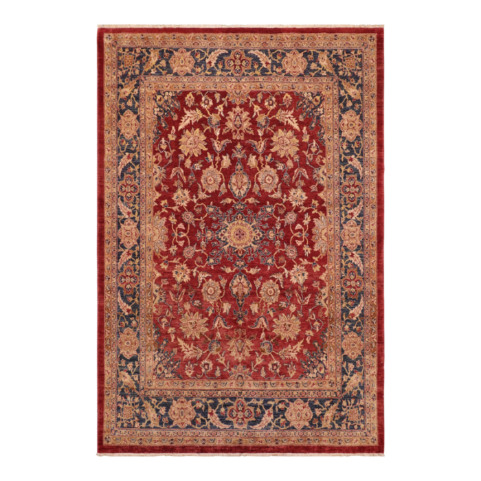 classic ziegler red blue hand knotted wool rug 84 x 911 9650