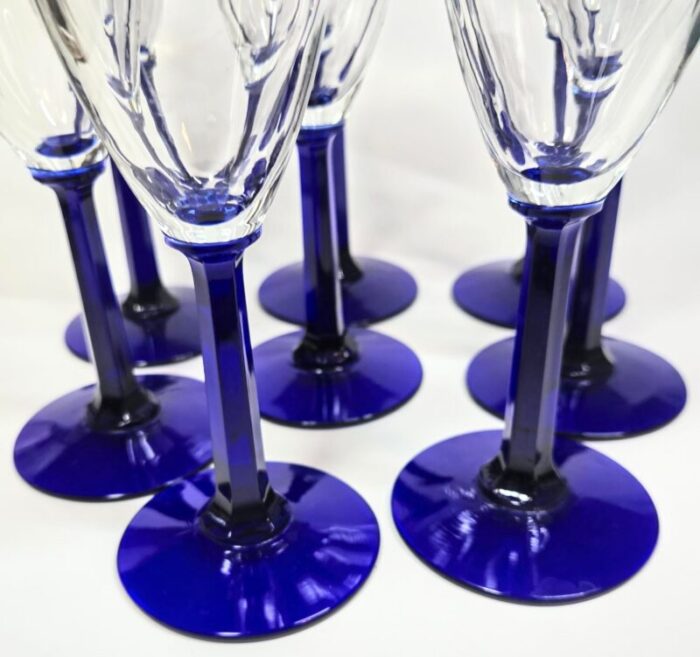 cobalt pillar stemmed champagne flutes set of eight 5528