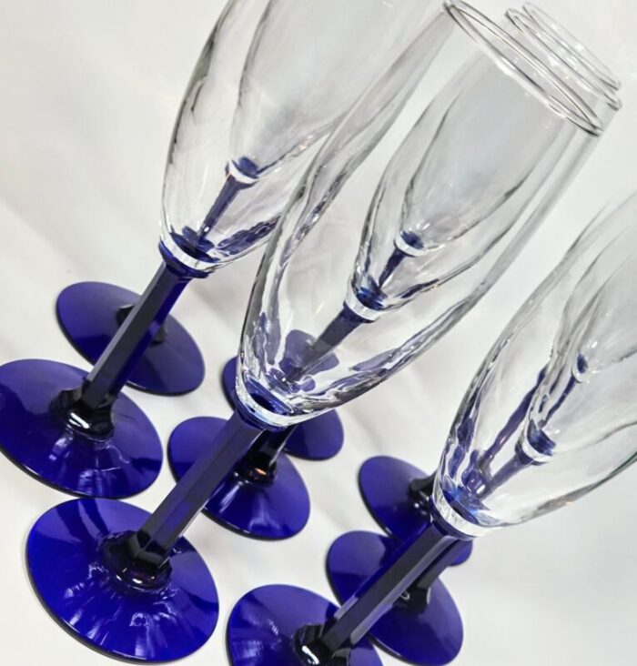 cobalt pillar stemmed champagne flutes set of eight 9601