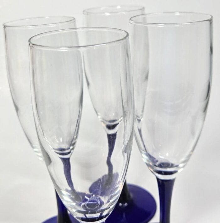 cobalt stemmed champagne flutes set of four 3051