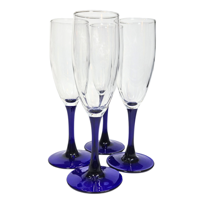 cobalt stemmed champagne flutes set of four 8181