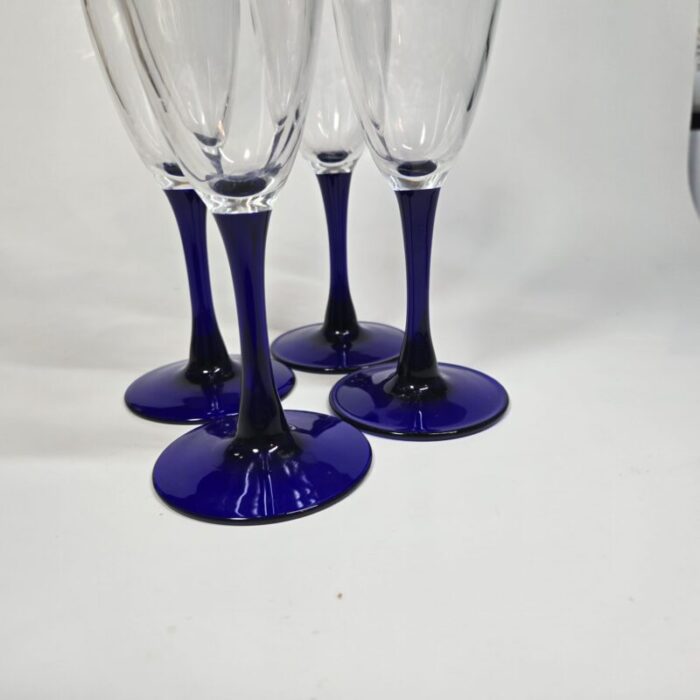 cobalt stemmed champagne flutes set of four 9899