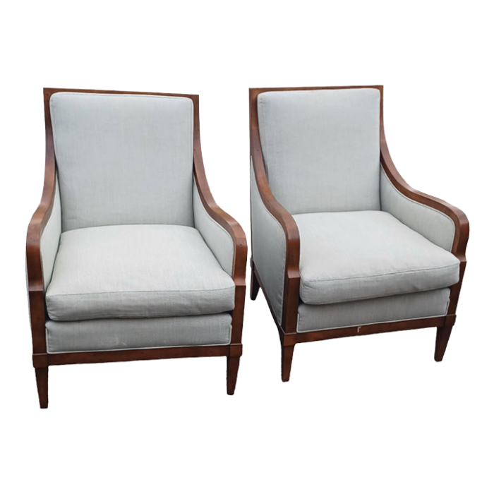 contemporary pair of hancock and moore club chairs 2517