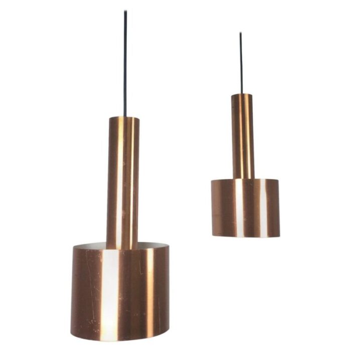 copper club hanging light by jo hammerborg for fog morup denmark 1963 set of 2 1