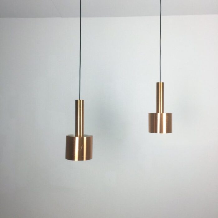 copper club hanging light by jo hammerborg for fog morup denmark 1963 set of 2 2