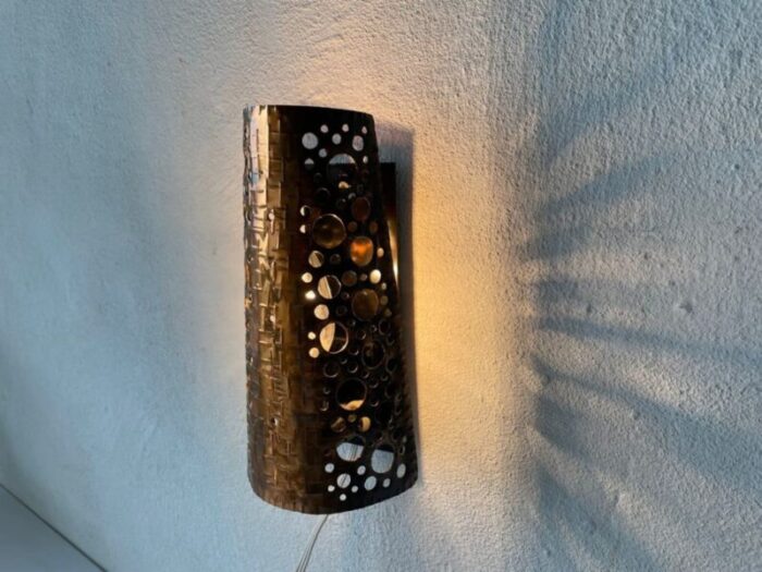 copper colour handcrafted metal single sconce 1950s 4