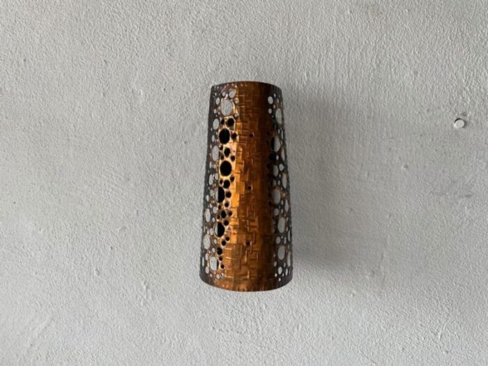 copper colour handcrafted metal single sconce 1950s 7