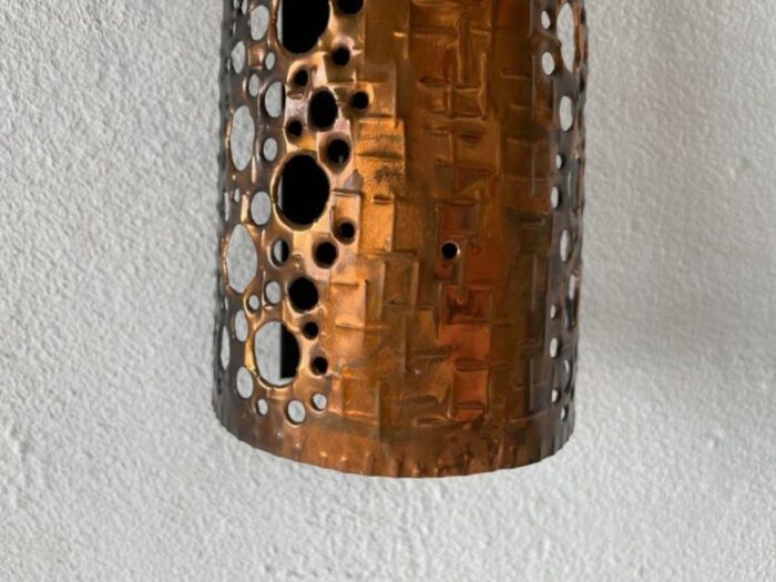 copper colour handcrafted metal single sconce 1950s 8