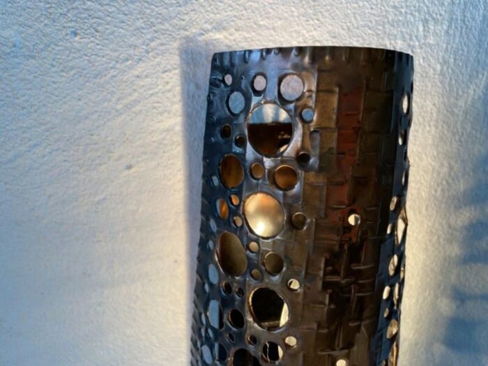 copper colour handcrafted metal single sconce 1950s 9